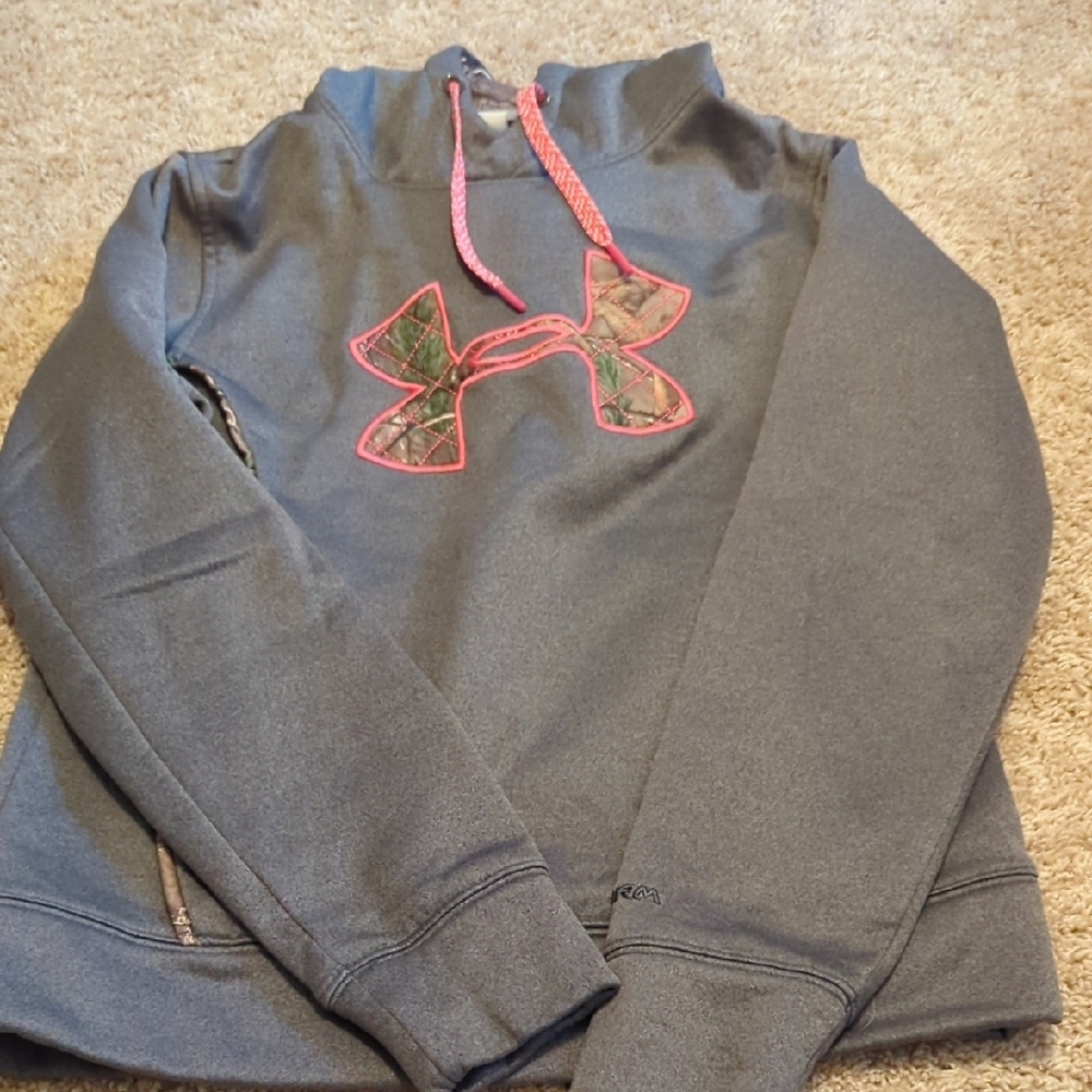 Under Armour Gray Hoodie with Pink Logo